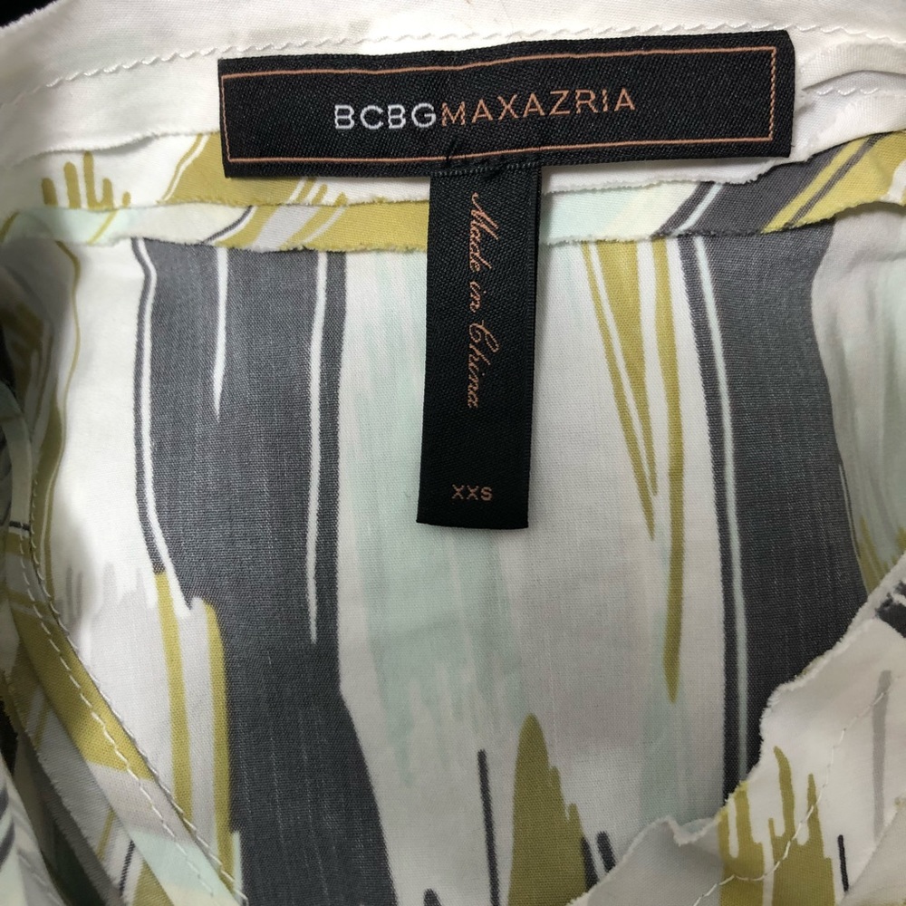 BCBG Max ruffled summer work top green, grey, blue - Picture 8 of 8